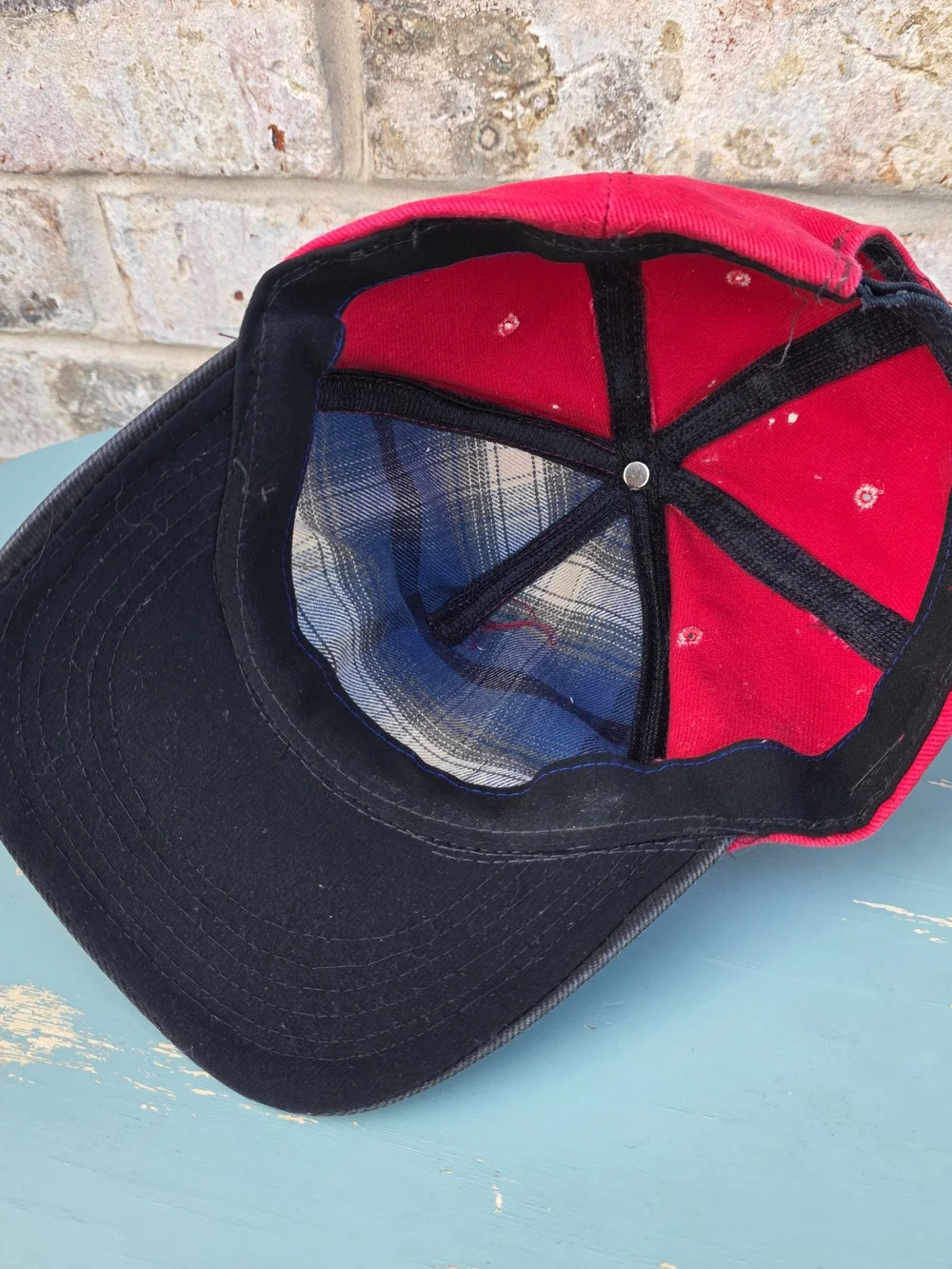 Vintage Baguio City Philippines Souvenir Strapback Hat Red Black Embroidered Y2K
